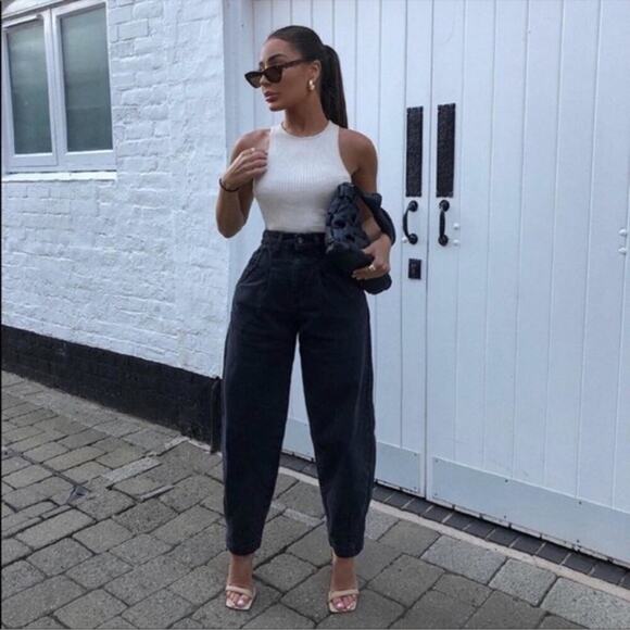 Zara Denim - Zara Charcoal Black Slouchy Balloon Leg High Rise Jeans Denim Women’s Size 2